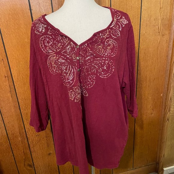 Catherine 1X - Women's Maroon Shirt - NEW - Picture 1 of 4